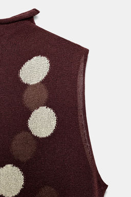 VESTIDO PUNTO LUNARES / Marr?n / Crudo - Zara фото 9