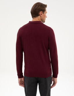 Bordo Slim Fit Polo Yaka Basic Triko Kazak - Pierre cardin фото 5