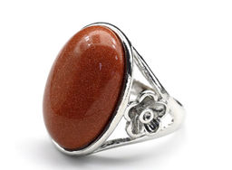 Кольцо с авантюрином овал 21*27мм Радуга камня