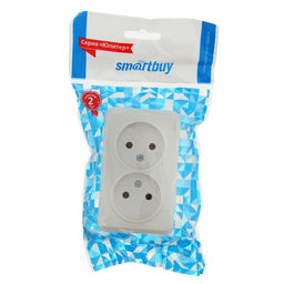 Цена за 2 шт. Розетка Smartbuy "Юпитер", 10 А, двухместная, открытая, без з/к, белая