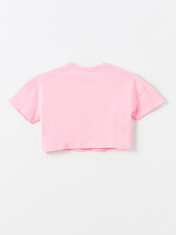 Bisiklet Yaka Bask?l? K?sa Kollu K?z ?ocuk Crop Ti??rt - Waikiki фото 2