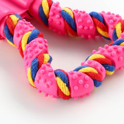 Игрушка витая из резины и каната Мегакость, 19,5 см, розовая - Пижон фото 3