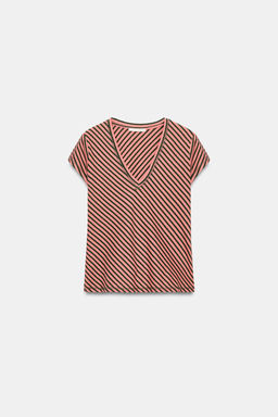 CAMISETA RAYAS CON LINO / Estampado