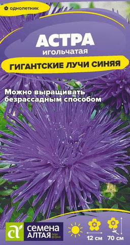 Цветы Астра Гигантские лучи Синяя/Сем Алт/цп 0,2 гр.