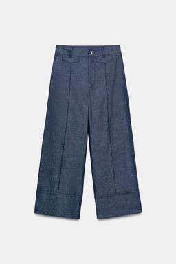 PANTAL?N CULOTTE CON LINO / Azul - Zara фото 6