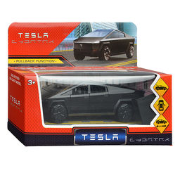 Машина металл Tesla Cybertruck 13,7см, ( откр. дв, глянцевый черн,)инерц., в коробке