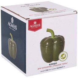 Блюдо для запекания Agness Il Raccolto Перец с крышкой 730 мл 14×13×17 см керамика  фото 2