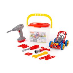 Конструктор Изобретатель - Автомобиль №1 (91 элемент) + шуруповёрт (в ведёрке)