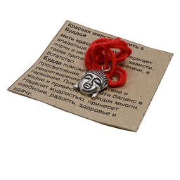 Браслет красная шерстяная нить с подвеской Будда Наделяет мудростью, дарует изобилие, радость, удачу