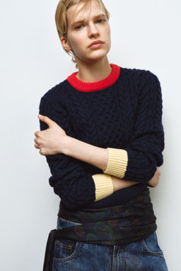 CABLE-KNIT COLOUR BLOCK JUMPER - Zara фото 9