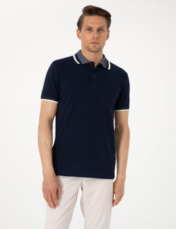 Lacivert Slim Fit Polo Yaka Ti__rt