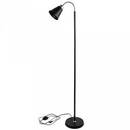 Светильник напольный (торшер) "Кассия" д21см h157см, абажур металлический д11,8см, h10,5см, цвет - черный матовый, основание металлическое разборное д21см h150см, цвет - черный матовый, в коробке (Китай)