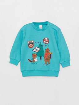 Bisiklet Yaka Uzun Bask?l? Erkek Bebek Sweatshirt ve Pantolon 2li Tak?m - Waikiki фото 2