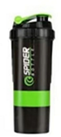 Бутылка/Шейкер СПАЙДЕР SHS-500 чёрно-зелёная, для спортивного питания 500ML/уп50