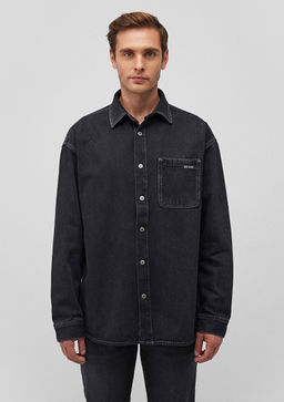 Aidan Mavi Black Antrasit Jean Gomlek  фото 3