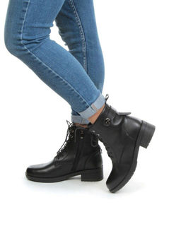 01-5573-1 BLACK Ботинки демисезонные (натуральная кожа, байка)