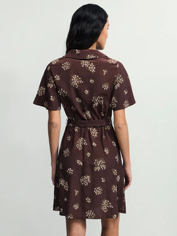 Платье с поясом и цветочным принтом / Zarina  фото 3