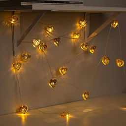 Гирлянда «Нить» 4 м с насадками «Сердечко», IP20, прозрачная нить, 20 LED, свечение тёплое белое, 8 режимов, 220 В