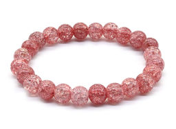 Браслет из сахарного кварца шарик 8мм цвет клубничный, 17см