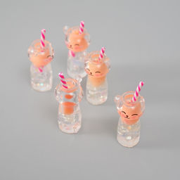 Цена за 5 шт. Подвеска для творчества акрил «Коктейль. Персик-кошка», светится в темноте, 3.4×1.8×1.8 см