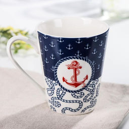 Кружка фарфоровая Доляна Морячок, 310 мл, цвет синий и белый