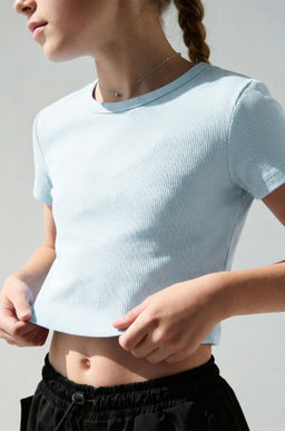 Укороченная футболка в рубчик для девочки Happyfox фото 24