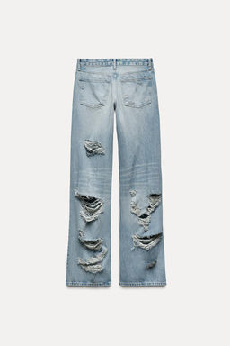 RIPPED MID-RISE WIDE-LEG TRF JEANS - Zara фото 8