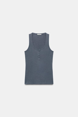 TOP BOTONES CON LINO / az-empolvado