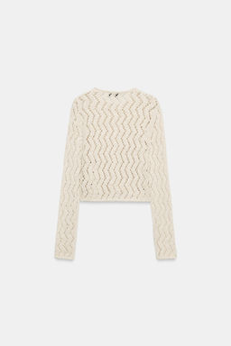 CHAQUETA PUNTO CALADO ZIGZAG / Crudo - Zara фото 7