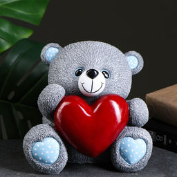 Копилка для денег Мишка с сердцем, серый, 20?18?20 см