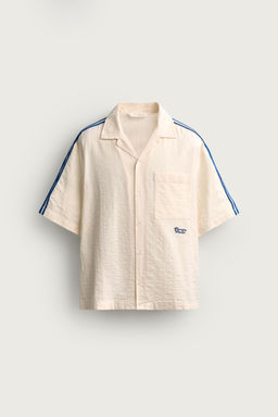 CAMISA BANDAS BORDADO CONTRASTE / Blanco roto - Zara фото 8