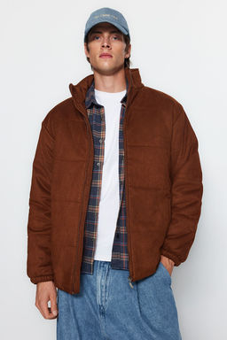 Trendyolmilla Man Kahverengi Regular Fit Suet Dik Yaka Hafif Dolumlu Ceket Mont TMNAW24MO00011  фото 3