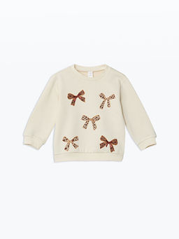 Bisiklet Yaka Uzun Kollu Bask?l? K?z ?ocuk Sweatshirt ve Tayt 2li