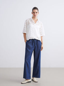 Beli Lastikli Wideleg Kad?n Jean Pantolon