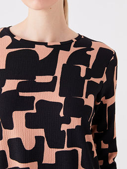 Bisiklet Yaka Desenli Uzun Kollu Kad?n Tunik