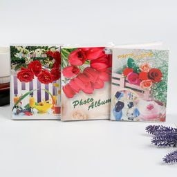Цена за 12 шт. Фотоальбом на 36 фото 10×15 см «Букет цветов», 16×12 см, МИКС