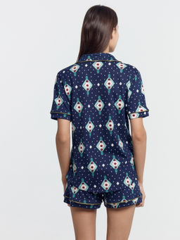 Комплект женский (жакет, шорты) темно-синий в ромбики ромбики на т.синем 592478 - Mark formelle фото 7