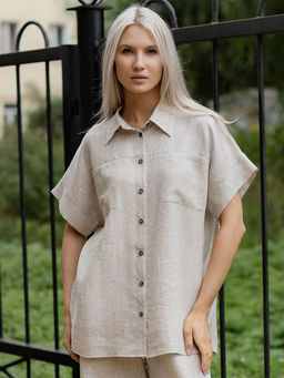 Рубашка блузка лен 57%, вискоза 43%