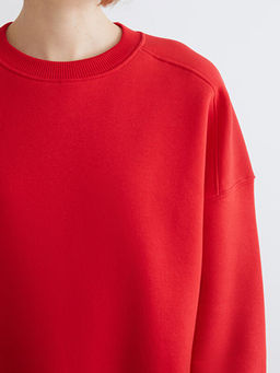 Bisiklet Yaka Oversize Kad?n Kal?n Sweatshirt