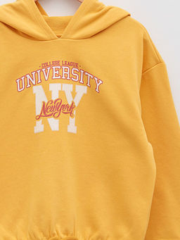Kap??onlu Bask?l? Uzun Kollu K?z ?ocuk Sweatshirt - Waikiki фото 3