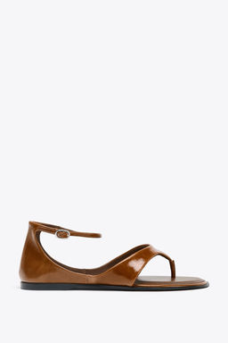 LEATHER TOE POST SANDALS - Zara фото 19