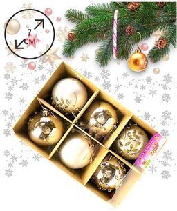 Новогоднее украшение шары со стразами 7см, 6шт в подарочной упаковке - Family фото 2