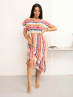 Платье женское, цвет красный оранжевый белый