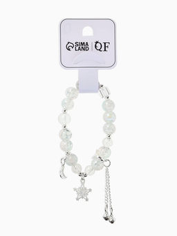 Браслет с подвесками "Сахарный" ночное небо, шар № 10/8, цвет нежно-розово-голубой в серебре   10967