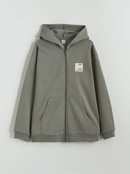 Kap??onlu Erkek ?ocuk Kal?n Fermuarl? Sweatshirt