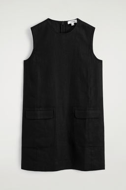 VESTIDO RECTO CORTO DE LINO