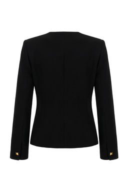 Siyah Kare Yaka Aksesuar Dugmeli Fitted/Vucuda Oturan Dokuma Astarl? Blazer Ceket TWOSS26BC00009 - Trendyolmilla фото 8