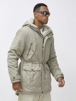 Парка мужская зимняя удлиненная с мехом бежевого цвета 2606B - Mtforce фото 9