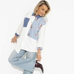 Рубашка комбинированная, Жемчужина образа (white) - Charutti фото 13