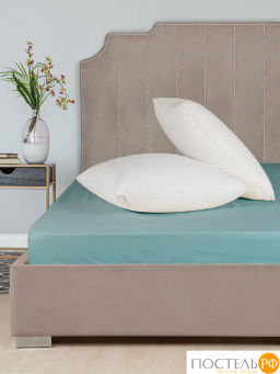 Простыня на резинке Dome ЛОРЕНО хлопок-сатин зел.